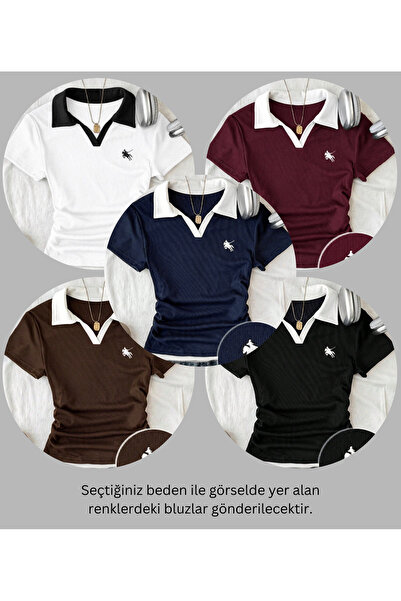 Gofeel 5 Li Soul Colorful Polo Collar Embroidered Gathered Blouse
