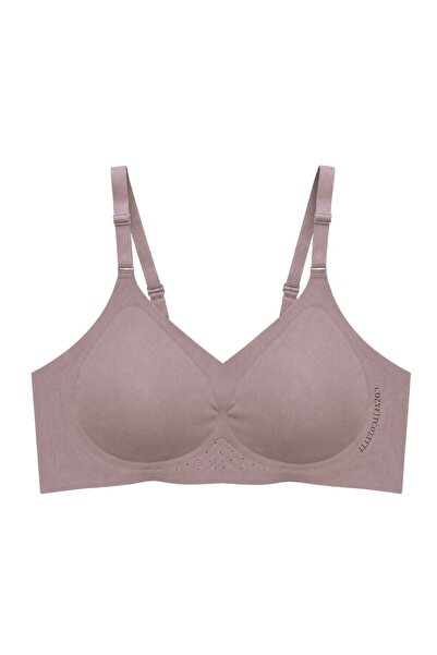 Cottonhill Seamless Bra - Alure |   Brown Laser Cut Seamless Women's Bra with...