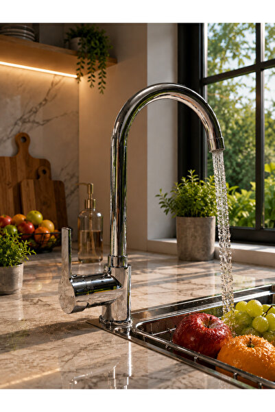 MİXSA Chrome Luxury Kitchen Faucet Heavy Duty Body Modern Design Sink Faucet ...