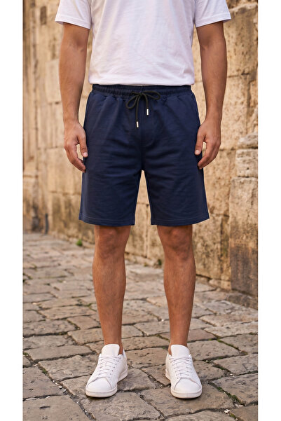 bgm fashion Unisex regenerisane dvonitne češljane pamučne tamnoplave šortseve...