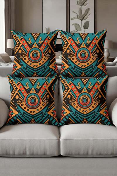 Dolce Mariee Digital Printed Soft Textured 4-Piece Throw Pillow Cover Set Krl...