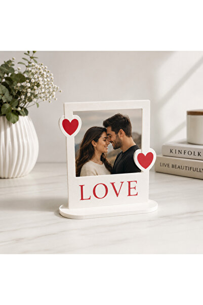 DİZAYNET Kişiye Özel Fotoğraf Baskılı Love Yazılı Masa Üstü Çerçeve
