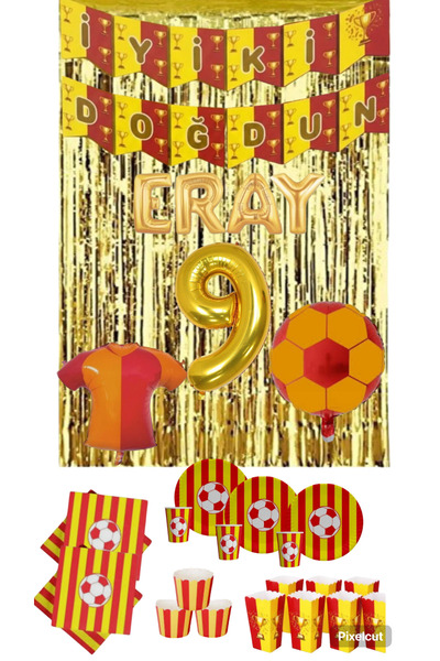 Mehca 16-Person Yellow and Red Name Letter Foil and Number Foil Concept Set