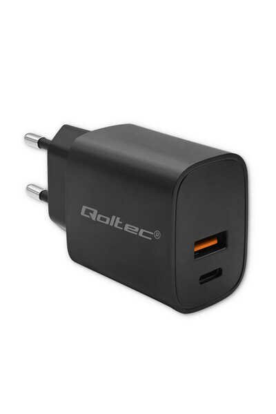 Qoltec ≈Åadowarka GaN Power Pro | 1xUSB-C | 1xUSB | 30W | 5-20V | 1.5-3A | Negru