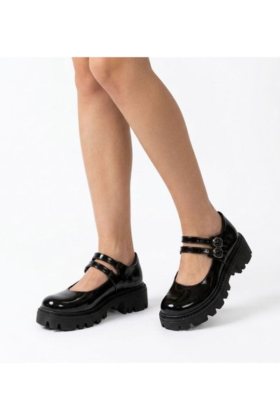 AĞCA AYAKKABI Harajuku Style Lolita Double Band Shoes