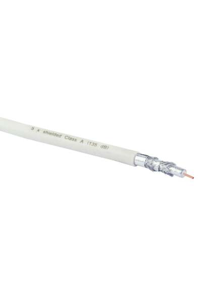 Schwaiger Cablu coaxial pentru antenă 135dB 4 fire 8,2mm 25m Alb