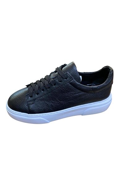 güven kundura Men's Flat Thick Soled Genuine Leather Lace-Up Shoes