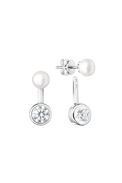 MANAVA Cercei argint cu perle naturale si zirconia - Luna