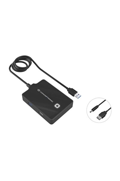 CONCEPTRONIC 4-Port Hub USB-A3.0->3xA2.0/A3.0/DC o.Netz. sw