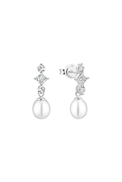 MANAVA Cercei argint cu perle naturale si zirconia - Versailles