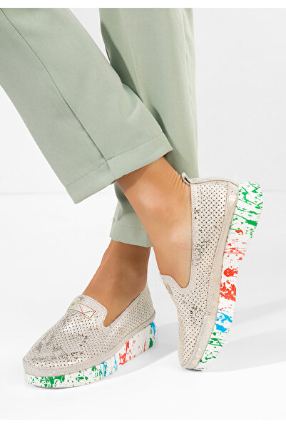 B T Shoes Mocasini dama piele Raffelia gri