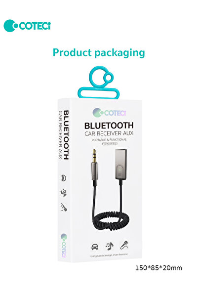 COTECi 74001 Bluetooth 5.0 Aux Araç Kiti Mikrofonlu Hands-Free Ses Alıcısı Ad...