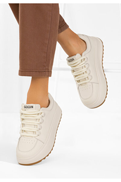 B T Shoes Γυναικεία λευκά δερμάτινα σνίκερς Κλάρα