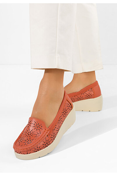 B T Shoes Mocasini dama piele Ysaia portocalii