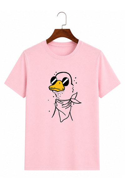 VODEXA Unisex Oversize T-Shirt Duck with Scarf Printed 100% Cotton T-Shirt Co...