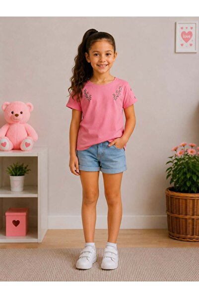 ModaPlaza Tricou pentru fete cu broderie florală 26827