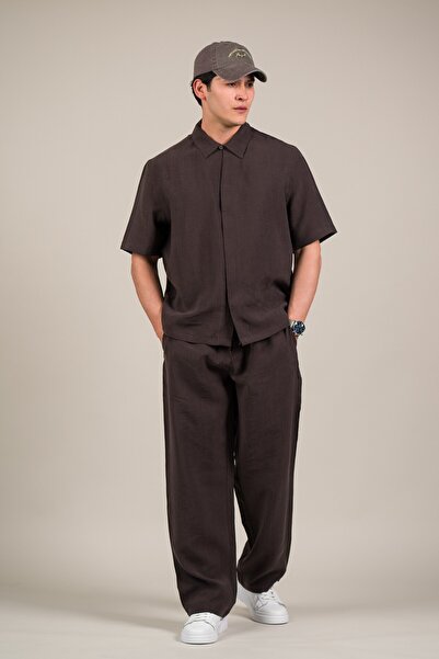 AKÇAYLAR Oversize Lyocell Fabric Summer Tiril Tiril Baggy Pants and Shirt Set
