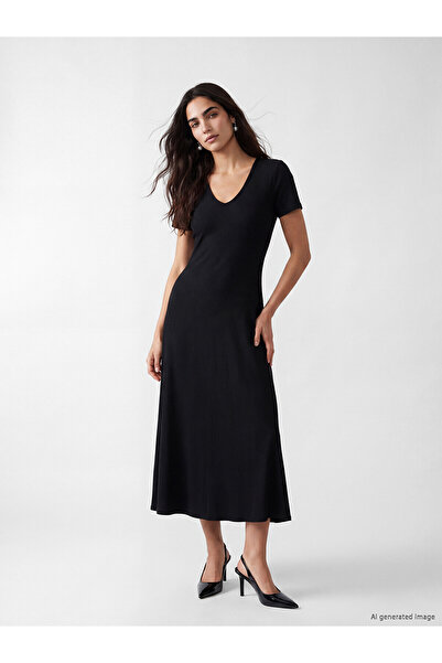LC Waikiki Peak New Season V-Neck Bodycon Dress