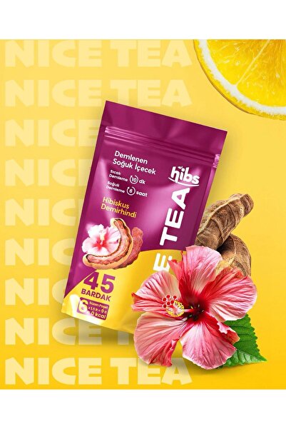 Hibs Nice Tea Demlenen Doğal Soğuk İçecek 6x1,5 lt Süzen Poşet Hibiskus-Demirhindi (45 Bardak)