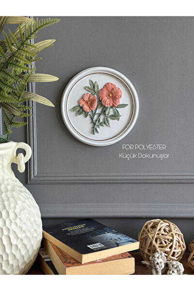 FOR POLYESTER Küçük Dokunuşlar Dekoratif Flowers Duvar Aksesuarı Yuvarlak Bey...