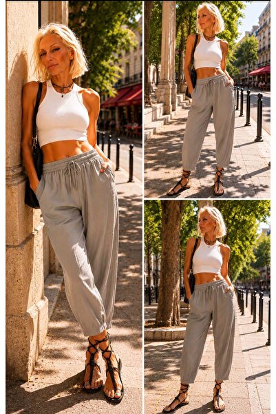 ibeeka Riviera sand beige comfortable cut model trousers
