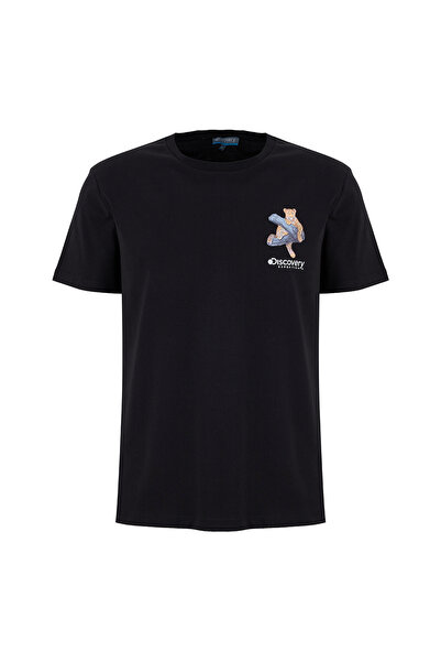 Discovery Expedition D6SM-TST3680 Siyah Bisiklet Yaka Relaxed Düz Erkek T-Shirt