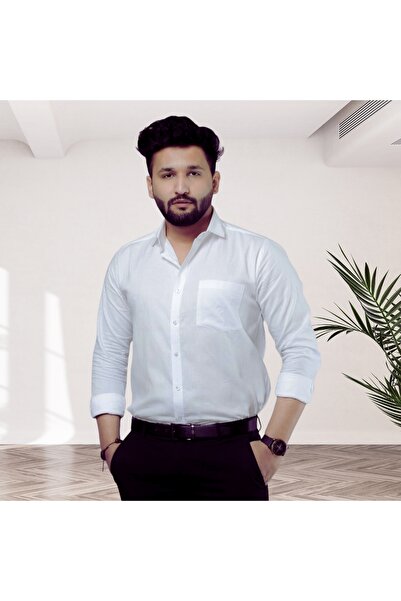 Weswadesi Pure Handmade Linen 100% Cotton White Formal Shirts – Full Sleeves ...