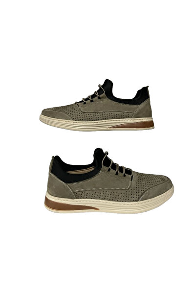 Brothers Men's Genuine Leather Laser Elastic Casual Comfort Shoes