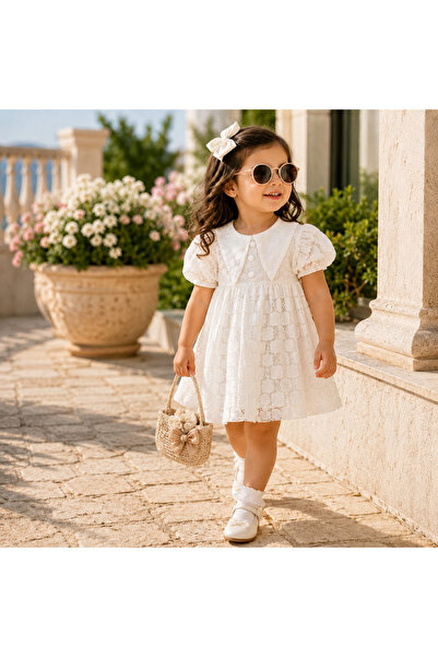 Bebelul Elegant dress for girls 100% Cotton white