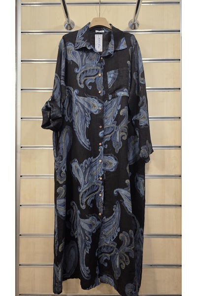 Park Moda Italian Linen Dress Long Sleeve Shawl Pattern