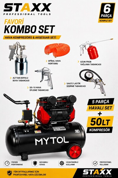 STAXX POWER Atölye ve Garaj İhtiyacı Mytol Profesyonel Servis Tipi Hava Kompr...