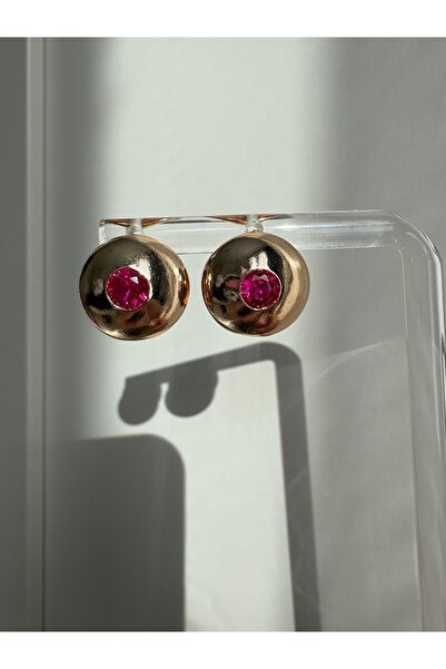 BERFACCESSORIES Minimal Earrings with Pink Stones