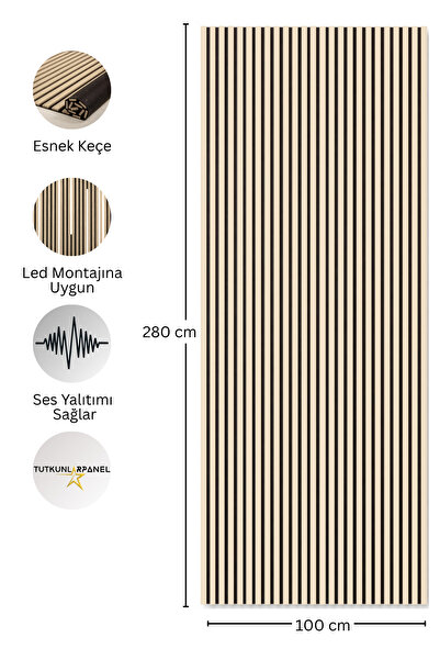 TUTKUNLAR PANEL Akustik Duvar Paneli Çıtalı MDF Ahşap Ses Yalıtımlı Dekoratif...