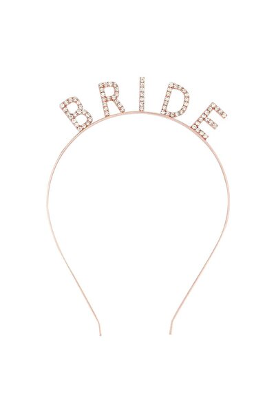 naque Rose Gold Color Bachelorette Crystal Stone Bride Crown Imported 16X10 cm