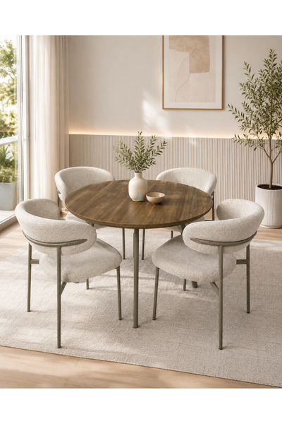 TrentonGCC Luxury Modern Round Dining Table Set for 4 – Top Dining Table with...