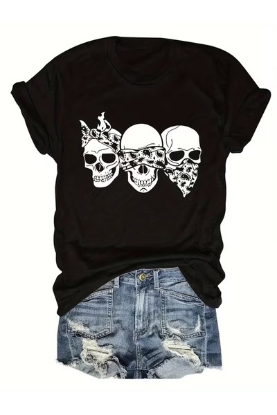 PAVRO Unisex Άνετο T-shirt με μικτό σχέδιο και στάμπα