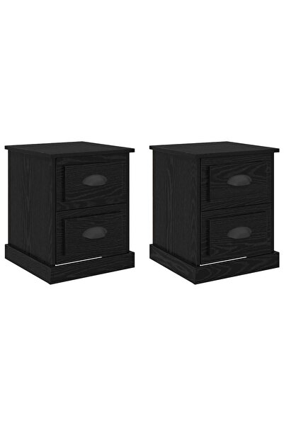 vidaxl Dulap de noapte cu sertar 2 pcs Stejar Negru 39 x 39 x 47.5 cm