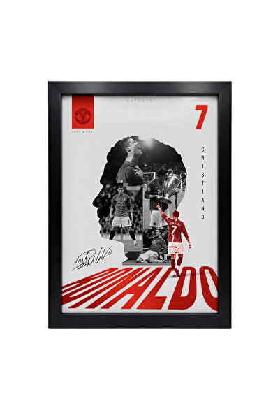 KAYNOCK Cristiano Ronaldo, MANU ,Futbol ,Tablo Siyah Çerçeve