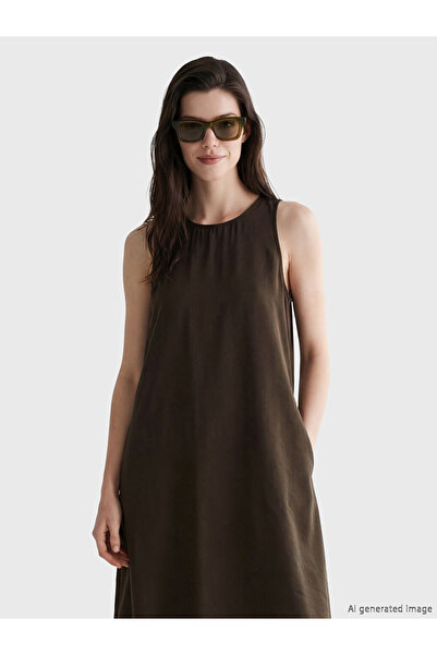 LC Waikiki Καφέ φόρεμα με λαιμόκοψη Modal Blend
