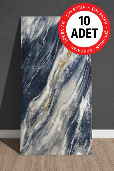 UKAB DEKOR 10 Adet 30x60 Cm Dekoratif Mermer Desenli Kendinden Yapışkanlı Duv...