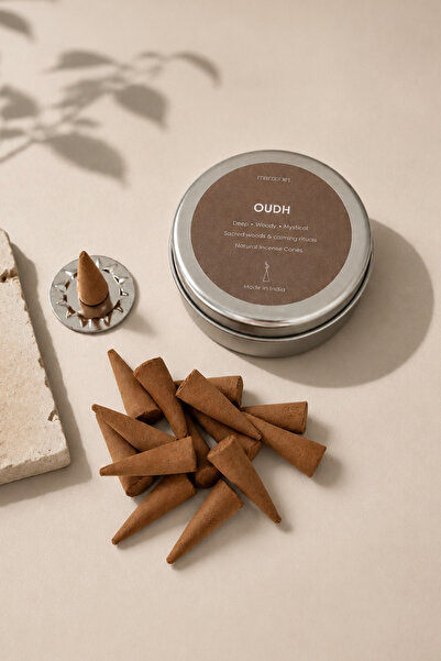 mindsoho Oudh Ud Ağacı Kokulu Doğal İçerikli Konik Tütsü Metal Kutulu