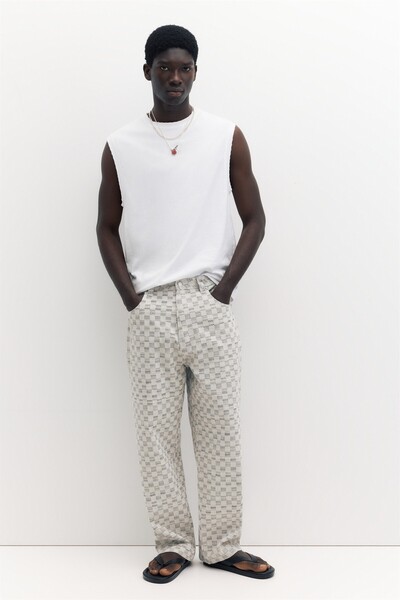 Pull & Bear Kareli relaxed fit baggy pantolon