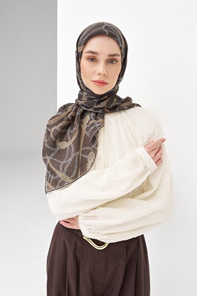 Silk Home حزام وشاح مونار باللون البني الحار 90x90