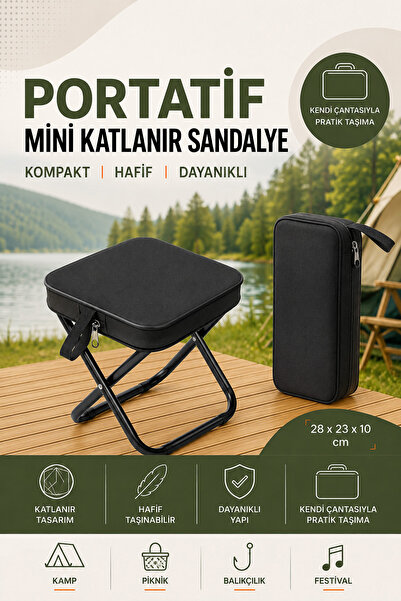 EXENAR Katlanır Mini Kamp Sandalyesi Hafif El Çantası Boyutunda Portatif Taşı...