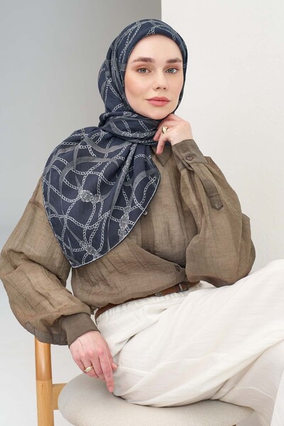 Silk Home حزام وشاح مونار باللون الأزرق الداكن 90x90