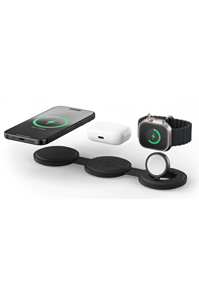 Satechi ST-QTG31K OntheGo 3-в-1 Сгъваемо безжично Qi2 зарядно устройство за i...