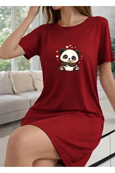 NIGRUM PARDUS YENİ SEZON PANDA BASKILI %100 PAMUK BÜYÜK BEDEN KISA KOLLU YAZL...