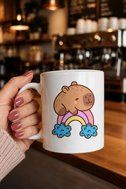 chic crazze Cute Capybara Rainbow Design Porcelain Mug Colorful Capybara Patt...