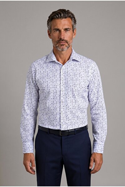 Bisse Beyaz Group Regular Fit Pocketless Long Collar Shirt