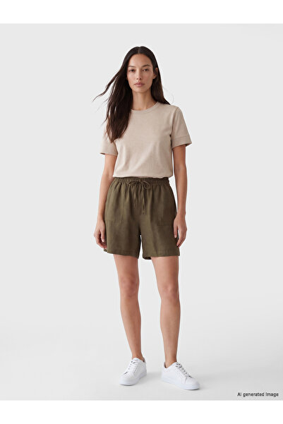 LC Waikiki Elastic Waist Linen-Look Women's Shorts